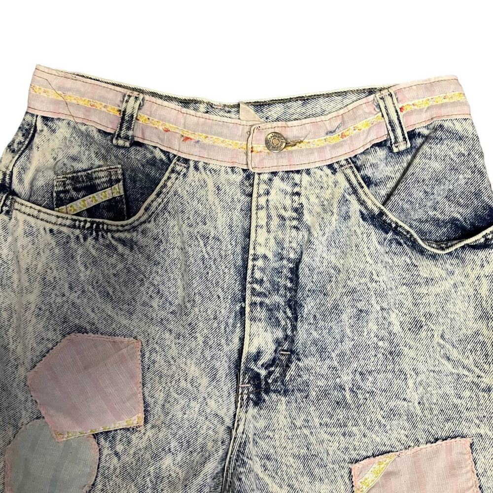 Vintage Bonjour High Waisted Patchwork Denim Shorts Size 10 - Picture 2 of 8